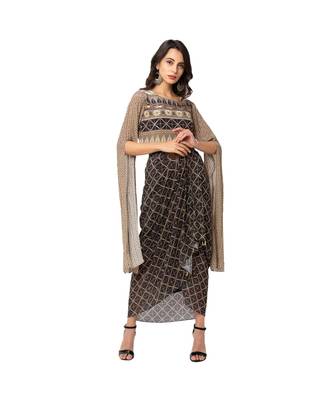 Printed Embroidred Crop Top With Skirt 2