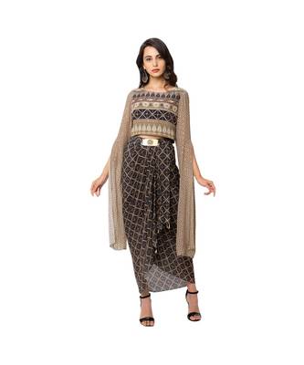 Printed Embroidred Crop Top With Skirt 1