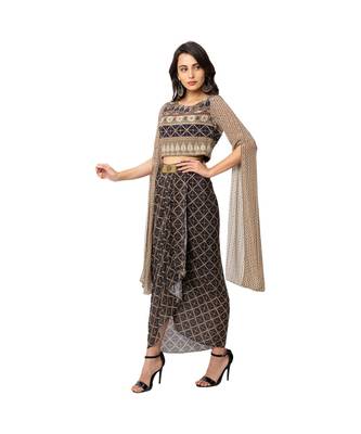 Printed Embroidred Crop Top With Skirt 3