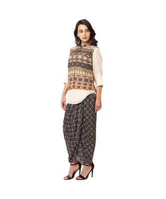Tiraz Printed Embroidered Drape Skirt Set 3