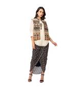 Tiraz Printed Embroidered Drape Skirt Set