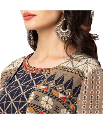 Printed Crop Top With Drape Skirt And Jacket 4