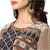 printed crop op with printed dhoti skirt which has belt detail is paired with printed organza jacket