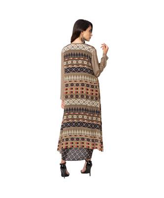 Printed Crop Top With Drape Skirt And Jacket 5