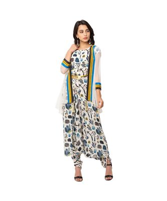 printed dhoti jumpsuit is paired with 