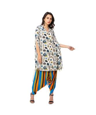 High-Low Printed Tunic With Dhoti Pants 2