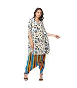 printed collar kurta with angel sleeves is paired with dhoti pants