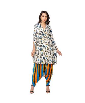 High-Low Printed Tunic With Dhoti Pants 1