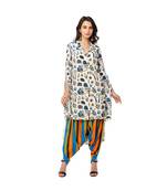 High-Low Printed Tunic With Dhoti Pants