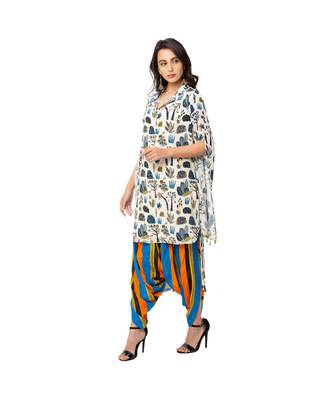 High-Low Printed Tunic With Dhoti Pants 3