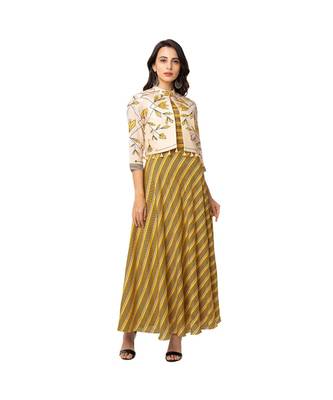 Bias Cut Dress Paired With Printed Jacket 1