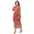 printed jumpsuit with flared bottom is paired with printed jacket with gathers at waist and front tie up