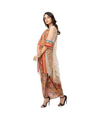 Yellow Malaysian Silk Printed Dress With Jacket  3