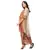 saree style dress with waist cuts and metal belt is paired with net jacket