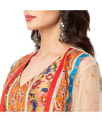 Yellow Malaysian Silk Printed Dress With Jacket  4