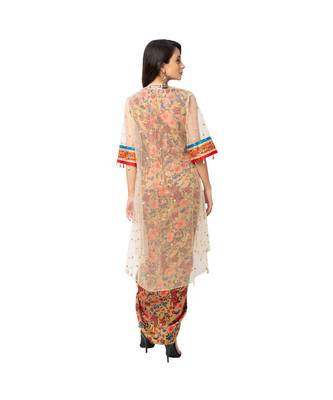 Yellow Malaysian Silk Printed Dress With Jacket  5