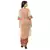 saree style dress with waist cuts and metal belt is paired with net jacket