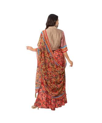 Yellow Malaysian Silk Printed Lehenga Set 5