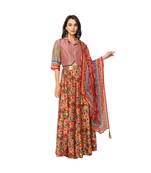 Yellow Malaysian Silk Printed Lehenga Set