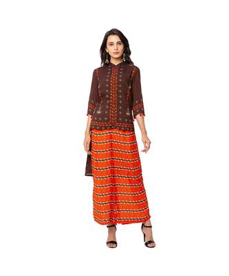 Coffee Brown & Rust Orange Pant Set 1