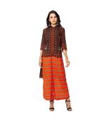 Coffee Brown & Rust Orange Pant Set