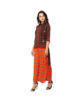 Coffee Brown & Rust Orange Pant Set 3
