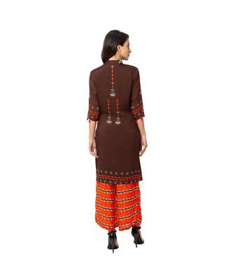 Coffee Brown & Rust Orange Pant Set 5