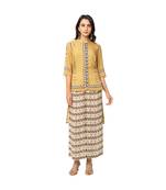 Yellow Cotton Silk Printed Kurta And Palazzo Set