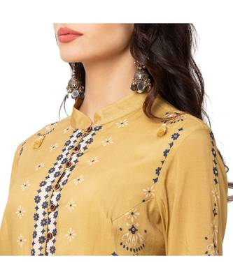 Yellow Cotton Silk Printed Kurta And Palazzo Set 4