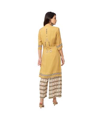 Yellow Cotton Silk Printed Kurta And Palazzo Set 5