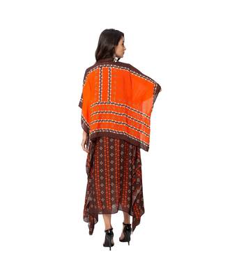 Rust Orange Dress With Coffee Brown Kaftan Jacket 5