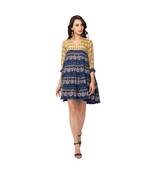 printed rushed short dress with v neck