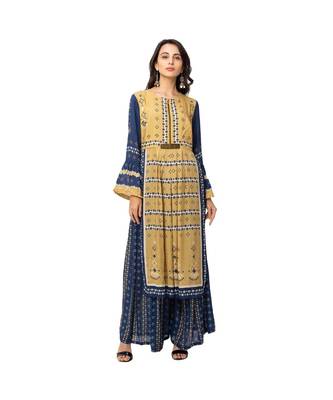 Printed Tunic With Bell Sleeves With Palazzos 1