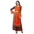 kurta with gatheres at waist having metal belt detail and bell sleeves is paired with printed flared pants