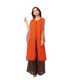 printed front slit kurta with pants