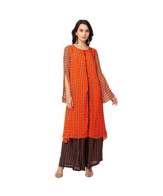 Printed Front Slit Kurta With Pants 3