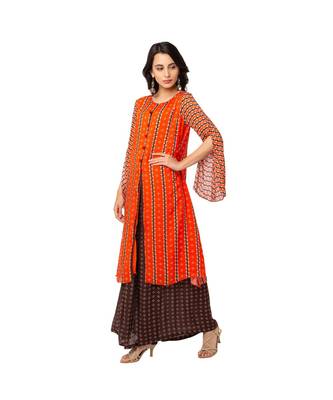 Printed Front Slit Kurta With Pants 1