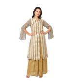 printed front slit kurta with pants