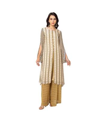 Printed Front Slit Kurta With Pants 1
