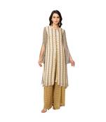 Printed Front Slit Kurta With Pants