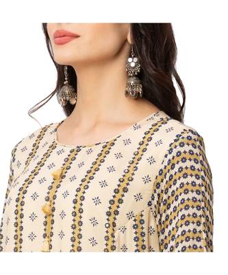 Printed Front Slit Kurta With Pants 4