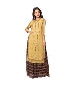 printed kurta with side slits paired with skirt