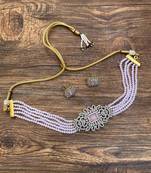 Baby Pink Classy American Diamonds Choker Necklace