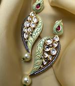 Antique Gold Plated Pearl Drop Kundan Earrings