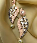 Antique Gold Plated Pearl Drop Kundan Earrings