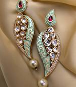 Antique Gold Plated Pearl Drop Kundan Earrings