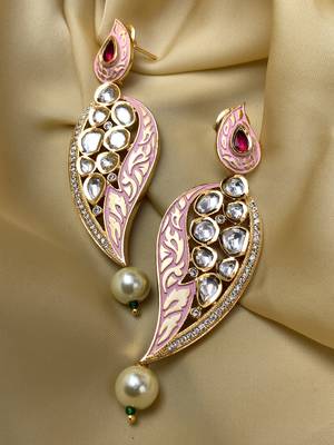 Antique Gold Plated Pearl Drop Kundan Earrings 1