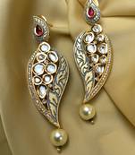 Antique Gold Plated Pearl Drop Kundan Earrings