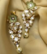 Antique Gold Plated Pearl Drop Kundan Earrings
