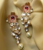 Antique Gold Plated Pearl Drop Kundan Earrings
